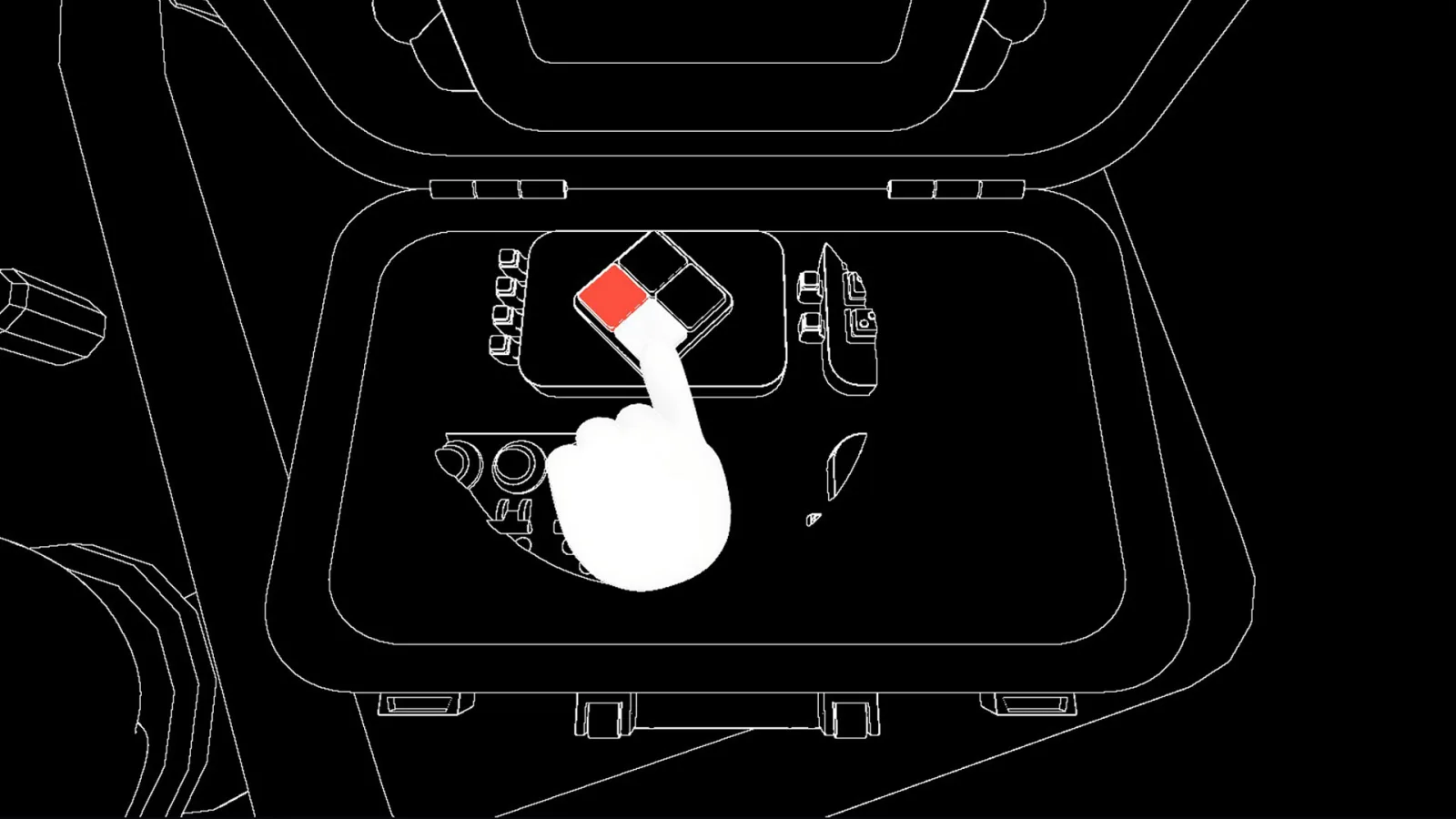 Outline view of the bomb case showing what the Blind monkey sees in BOMBANANA